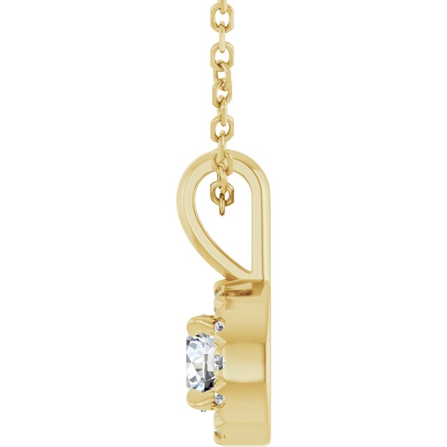 14K Yellow 4 mm Natural White Sapphire & .05 CTW Natural Diamond 16-18" Necklace