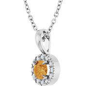Sterling Silver 4 mm Natural Citrine & .05 CTW Natural Diamond 16-18" Necklace