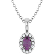 Platinum 5x3 mm Lab-Grown Alexandrite & .05 CTW Natural Diamond 16-18" Necklace