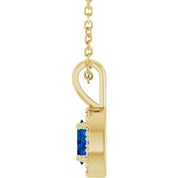 14K Yellow 5x3 mm Natural Blue Sapphire & .05 CTW Natural Diamond 16-18" Necklace