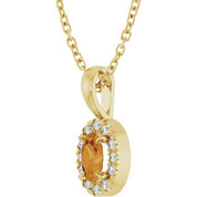 14K Yellow 5x3 mm Natural Citrine & .05 CTW Natural Diamond 16-18" Necklace