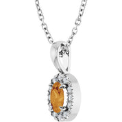 Sterling Silver 5x3 mm Natural Citrine & .05 CTW Natural Diamond 16-18" Necklace