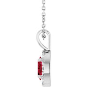 Sterling Silver 5x3 mm Lab-Grown Ruby & .05 CTW Natural Diamond 16-18" Necklace