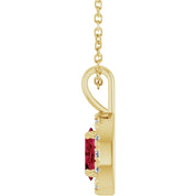 14K Yellow 5x3 mm Natural Ruby & .05 CTW Natural Diamond 16-18" Necklace