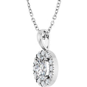 Sterling Silver 6x4 mm Natural White Sapphire & 1/10 CTW Natural Diamond 16-18" Necklace