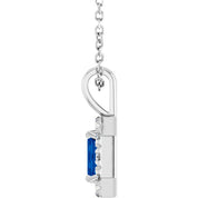 Sterling Silver 5x3 mm Lab-Grown Blue Sapphire & 1/8 CTW Natural Diamond 16-18" Necklace