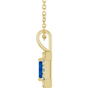 14K Yellow 5x3 mm Natural Blue Sapphire & 1/8 CTW Natural Diamond 16-18" Necklace
