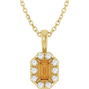 14K Yellow 5x3 mm Natural Citrine & 1/8 CTW Natural Diamond 16-18" Necklace
