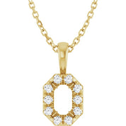 14K Yellow 5x3 mm Emerald 1/8 CTW Natural Diamond Semi-Set 16-18" Necklace