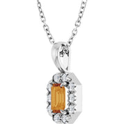 Sterling Silver 5x3 mm Natural Citrine & 1/8 CTW Natural Diamond 16-18" Necklace