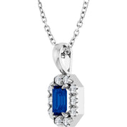 Sterling Silver 5x3 mm Lab-Grown Blue Sapphire & 1/8 CTW Natural Diamond 16-18" Necklace