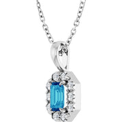 14K White 5x3 mm Natural Blue Zircon & 1/8 CTW Natural Diamond 16-18" Necklace