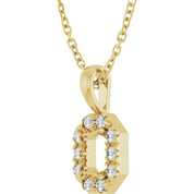 14K Yellow 5x3 mm Emerald 1/8 CTW Natural Diamond Semi-Set 16-18" Necklace