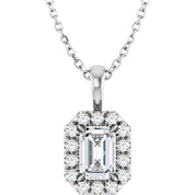 Sterling Silver 6x4 mm Natural White Sapphire & 1/5 CTW Natural Diamond 16-18" Necklace
