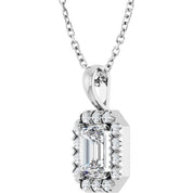 Sterling Silver 6x4 mm Natural White Sapphire & 1/5 CTW Natural Diamond 16-18" Necklace