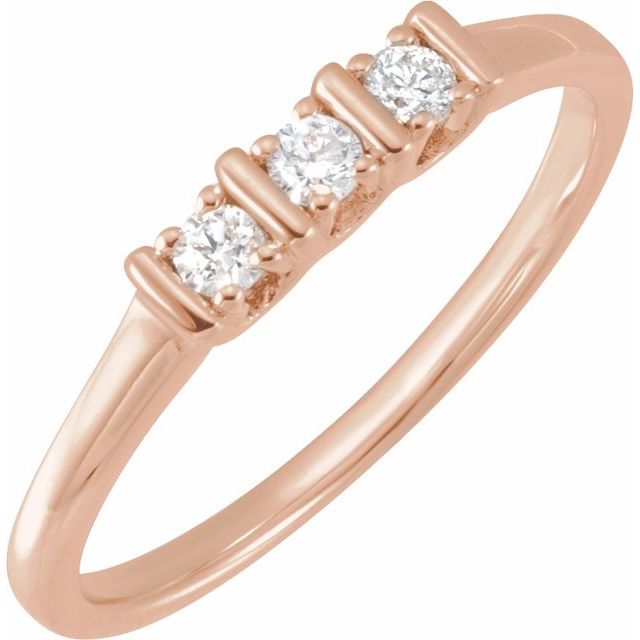 14K Rose Gold 1/6 CTW Natural Diamond Three-Stone Ring - Stylish Elegance