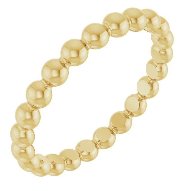 18K Yellow Beaded Stackable Ring - Elegant Design for Everyday Wear