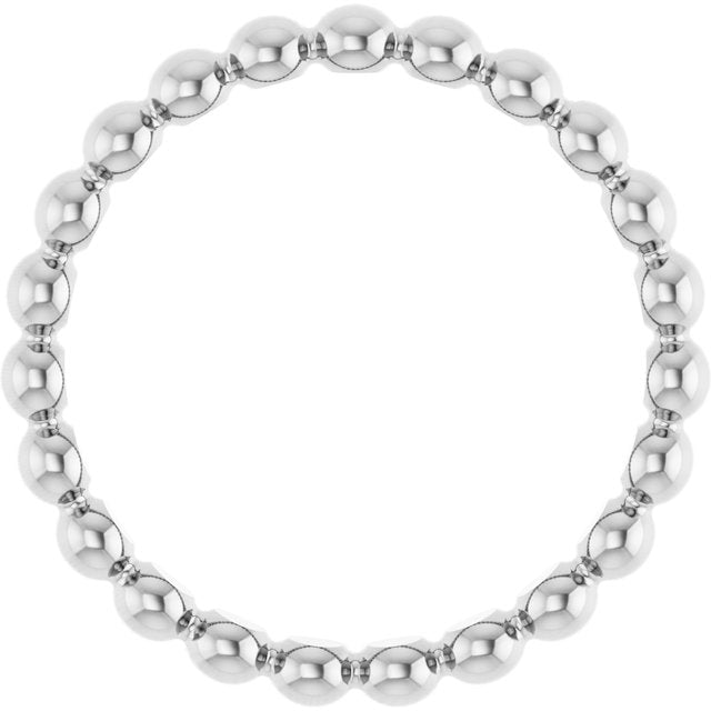 14K White Beaded Stackable Ring
