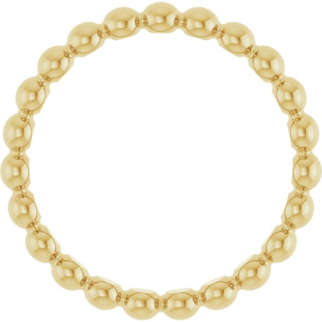 18K Yellow Beaded Stackable Ring - Elegant Design for Everyday Wear