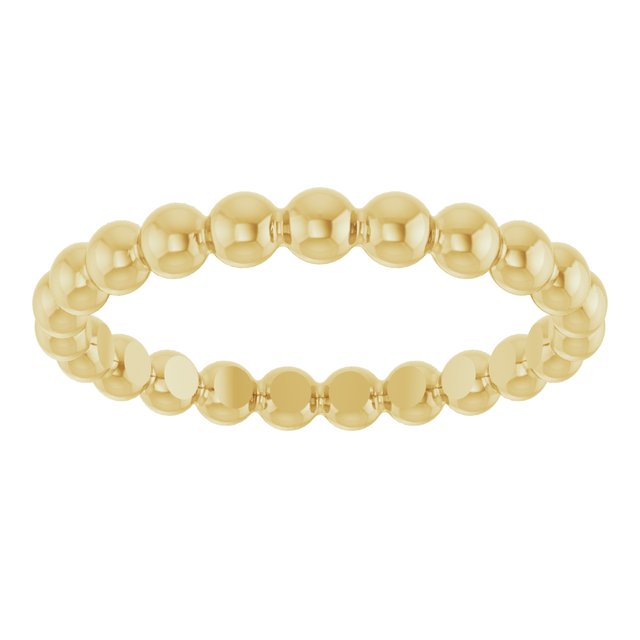 18K Yellow Beaded Stackable Ring - Elegant Design for Everyday Wear