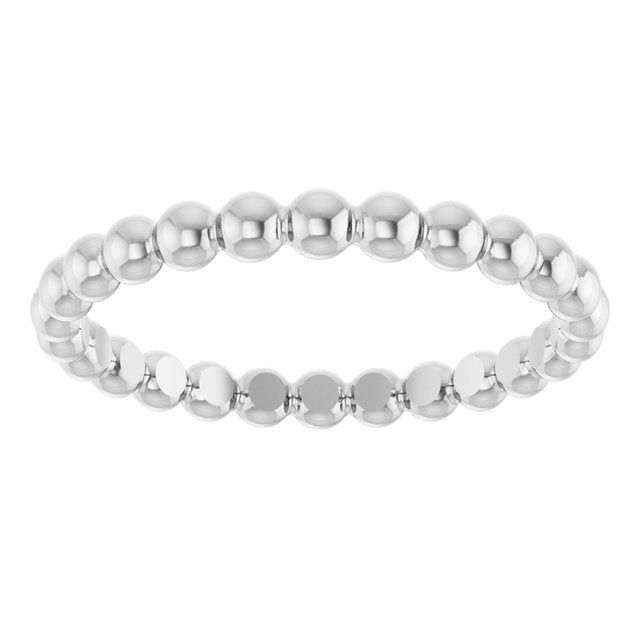 Sterling Silver Beaded Stackable Ring - Part 51090:1003:P