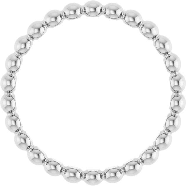 Sterling Silver Beaded Stackable Ring - Part 51090:1003:P