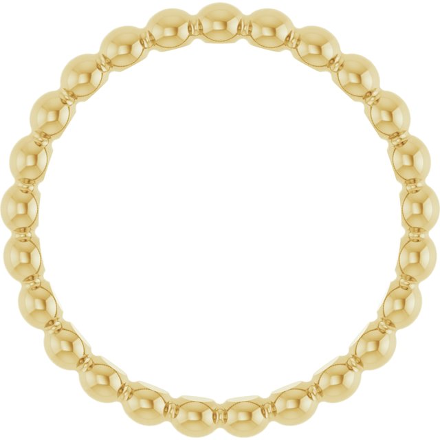 14K Yellow Beaded Stackable Ring - Stylish and Versatile Jewelry