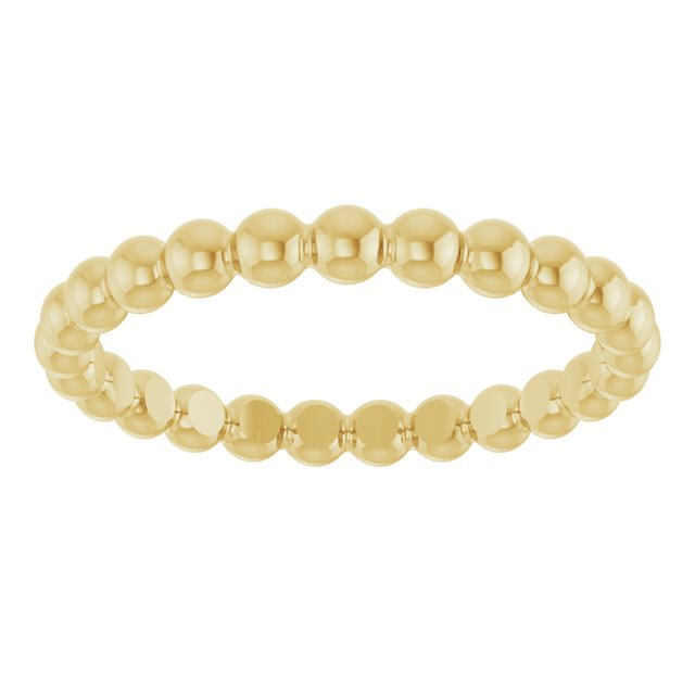 14K Yellow Beaded Stackable Ring - Stylish and Versatile Jewelry