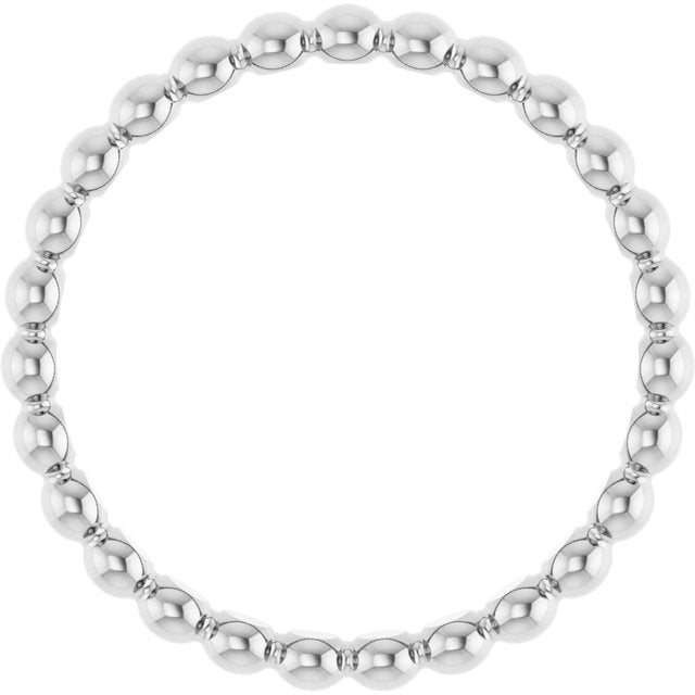 Sterling Silver Beaded Stackable Ring - Part Number 51090:1001:P