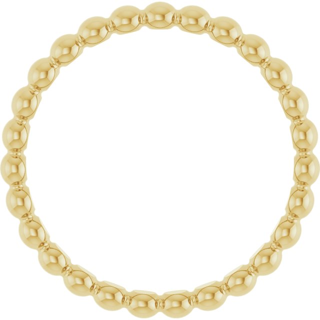 18K Yellow Beaded Stackable Ring