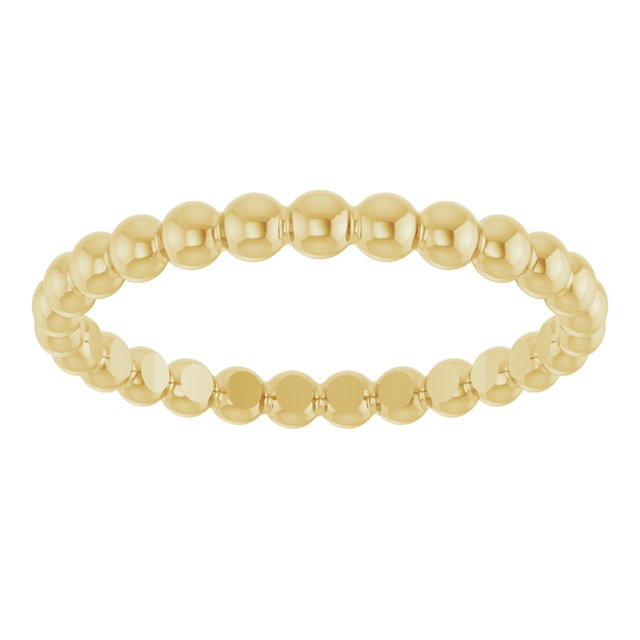 18K Yellow Beaded Stackable Ring