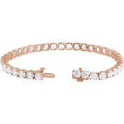 14K Rose 12 CTW Lab-Grown Diamond Line 7" Bracelet