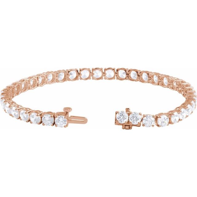 14K Rose 12 CTW Lab-Grown Diamond Line 7" Bracelet