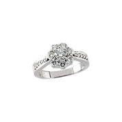 14K White 1 1/8 Natural Diamond Cluster Ring