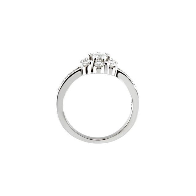 14K White 1 1/8 Natural Diamond Cluster Ring