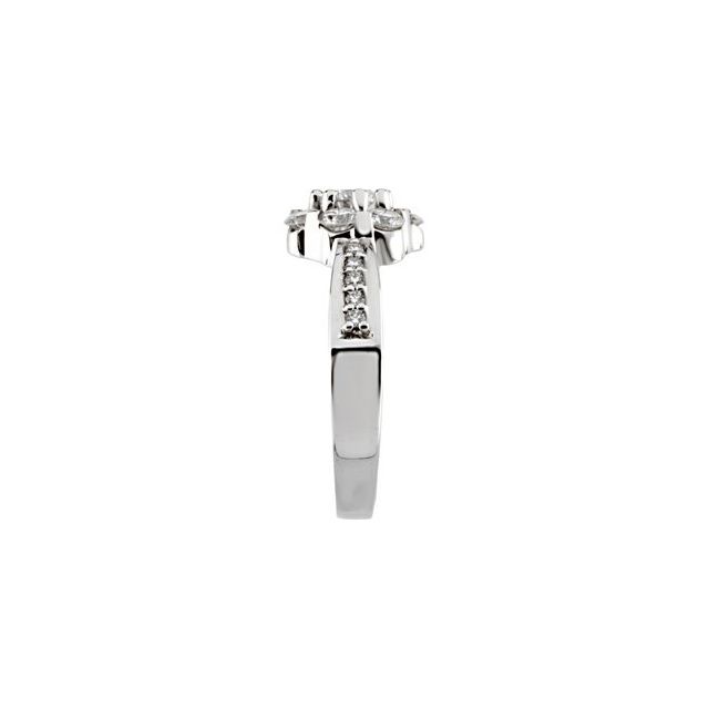 14K White 1 1/8 Natural Diamond Cluster Ring