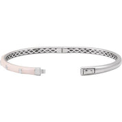 14K White 1/5 CTW Natural Diamond & Pink Enamel 7" Bangle Bracelet
