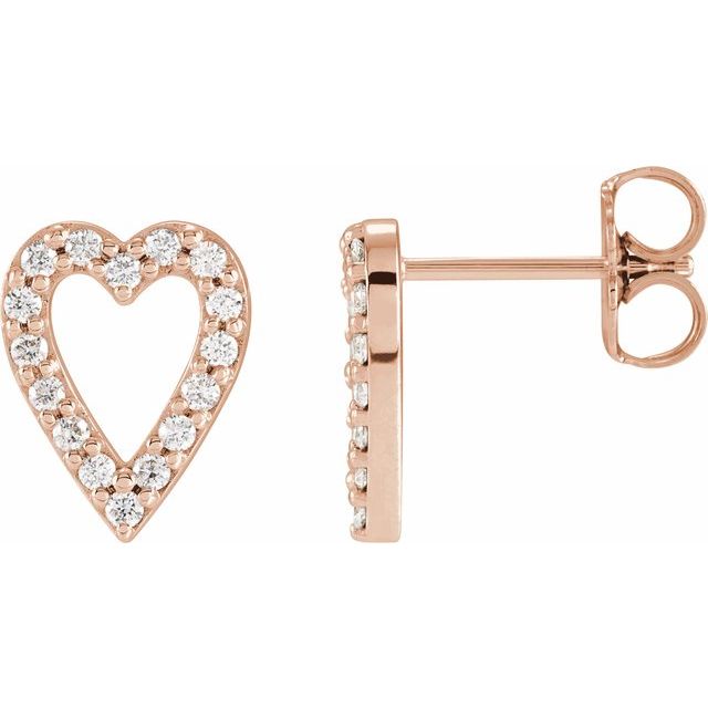 14K Rose 1/4 CTW Natural Diamond Heart Earrings