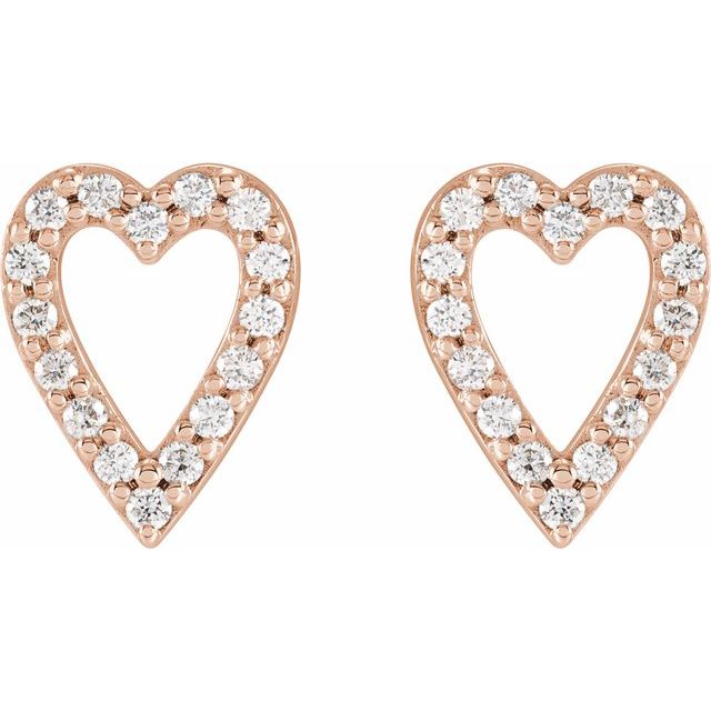 14K Rose 1/4 CTW Natural Diamond Heart Earrings