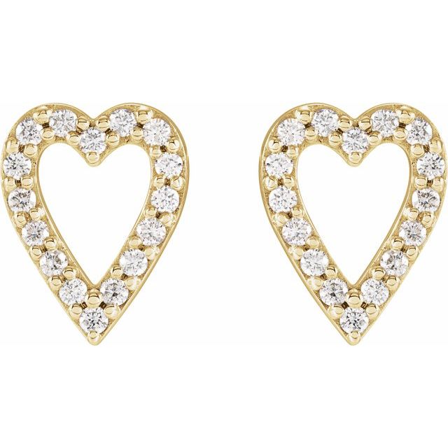 14K Yellow 1/4 CTW Natural Diamond Heart Earrings