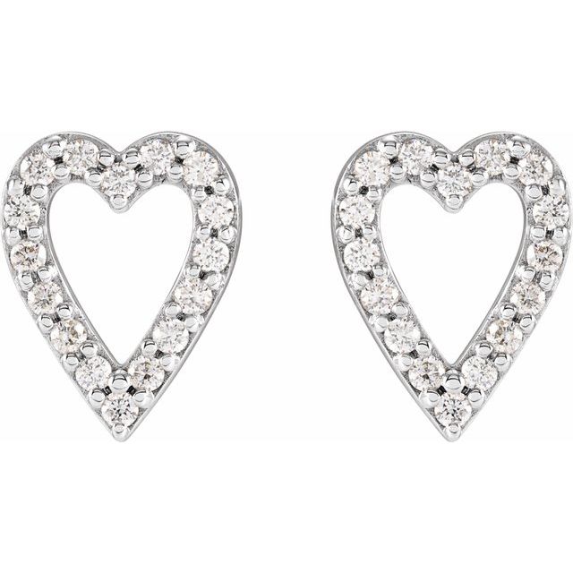 14K White 1/4 CTW Natural Diamond Heart Earrings