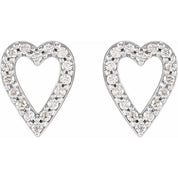 Sterling Silver 1/5 CTW Natural Diamond Heart Earrings