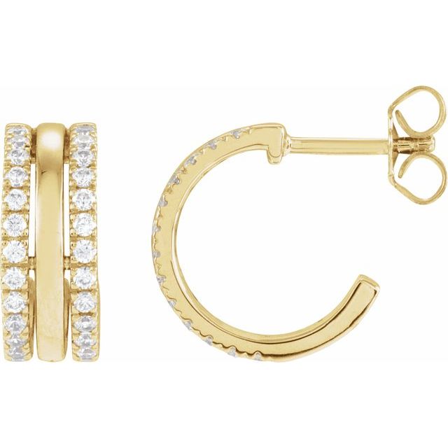 14K Yellow 1/2 CTW Natural Diamond Earrings - Elegant Jewelry by Brand Name