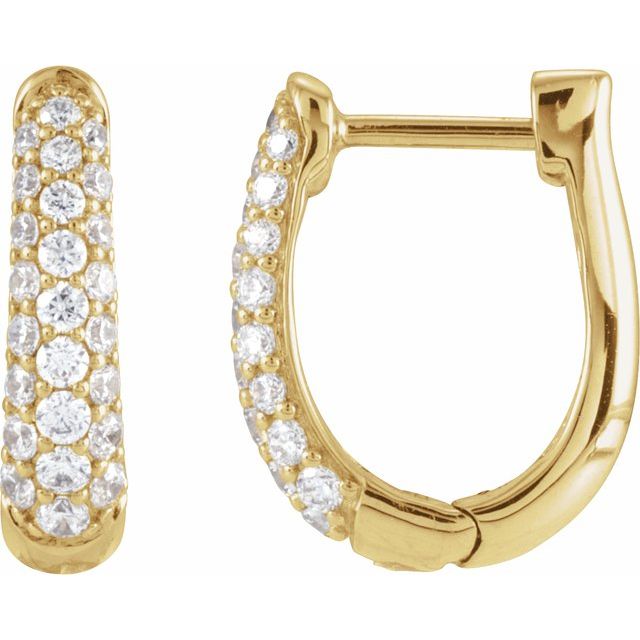 14K Yellow Gold 1/2 CTW Natural Diamond Hoop Earrings - Elegant Jewelry by Brand Name