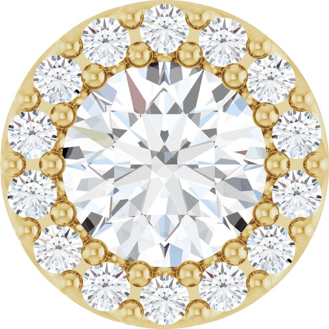 14K Yellow Natural White Sapphire & 1/10 CT Natural Diamond Halo-Style Pendant