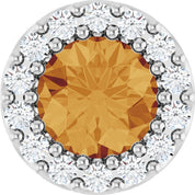 Sterling Silver Natural Citrine & 1/10 CT Natural Diamond Halo-Style Pendant
