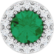 Platinum Lab-Grown Emerald & 1/10 CT Natural Diamond Halo-Style Pendant