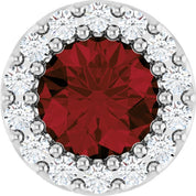 Sterling Silver Natural Mozambique Garnet & 1/10 CT Natural Diamond Halo-Style Pendant