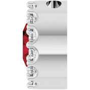 Sterling Silver Natural Mozambique Garnet & 1/10 CT Natural Diamond Halo-Style Pendant