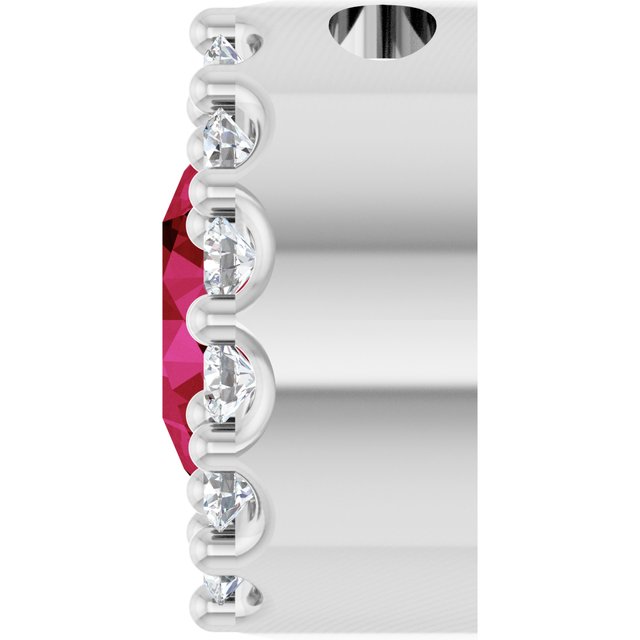 Sterling Silver Natural Ruby & 1/10 CT Natural Diamond Halo-Style Pendant